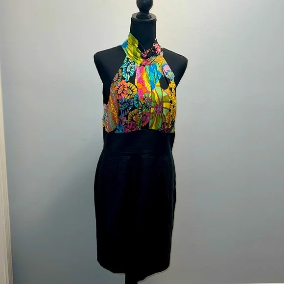 TRINA TURK SILK IBIS HALTER DRESS SIZE 10 - Picture 1 of 14